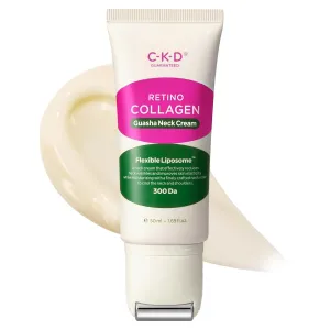 CKD Retinol Collagen Neck Cream with Gua Sha Massage Roller - Anti Aging Firming Cream for Neck & Jawline Lifting, Double Chin, and Décolleté Wrinkle Care. Korean Skincare. 1.69 fl oz