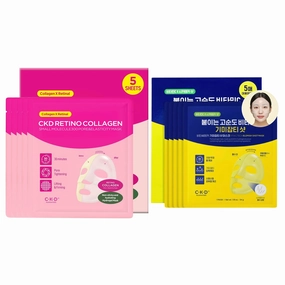 CKD Brightening & Firming Hydrogel Mask Duo – Vitamin C & Centella Blemish Shot   Retinal & 300-Dalton Collagen Overnight Jelly Masks | Korean Skincare for Dark Spot Treatment, Pore Refinement