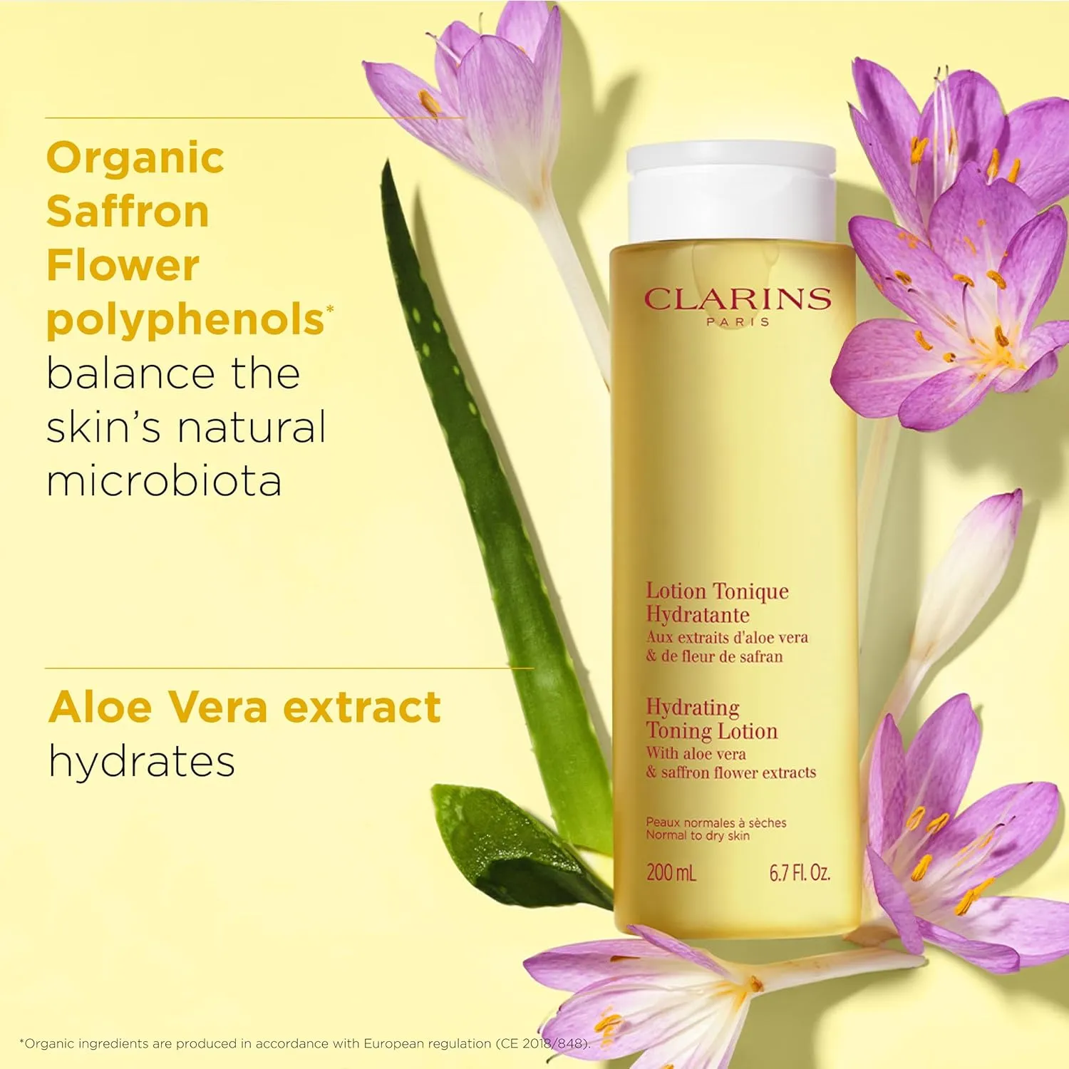 Clarins Hydrating Toning Lotion | Cleanses, Tones, Hydrates and Balances Skin's Microbiota |Plant-Based Ingredients, Including Aloe Vera | Alcohol-Free | Normal to Dry Skin Types