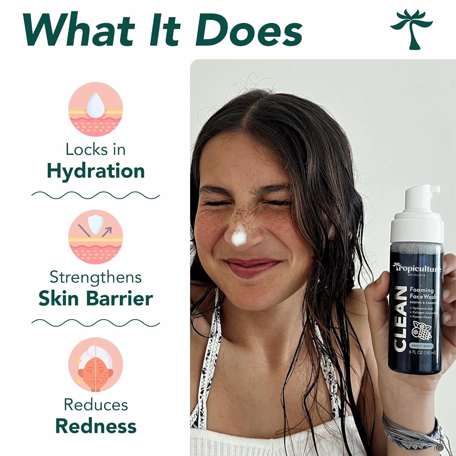 Clean Foaming Face Wash for Teens, Tweens & Kids | Gentle Face Cleanser for Girls | Bright Berry Hydrating Facial Cleanser | Natural, Non Toxic Skin care for Teens | Moisturizing