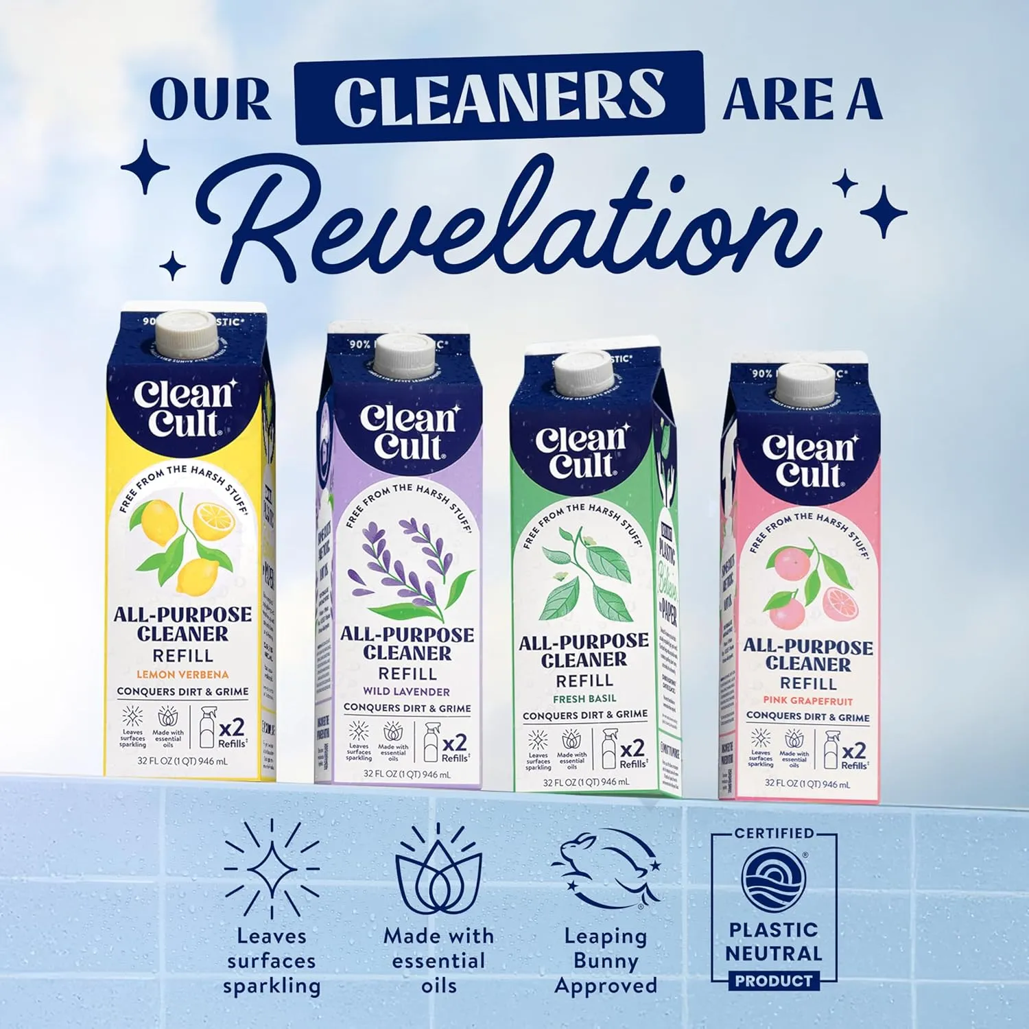 Cleancult - Wild Lavender - All Purpose Cleaner - Refillable Aluminum Bottle - Cleaner Spray that Removes Dirty & Grime - 16 oz - 3 Pack