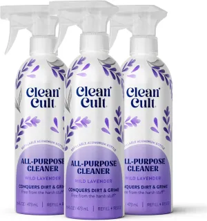 Cleancult - Wild Lavender - All Purpose Cleaner - Refillable Aluminum Bottle - Cleaner Spray that Removes Dirty & Grime - 16 oz - 3 Pack