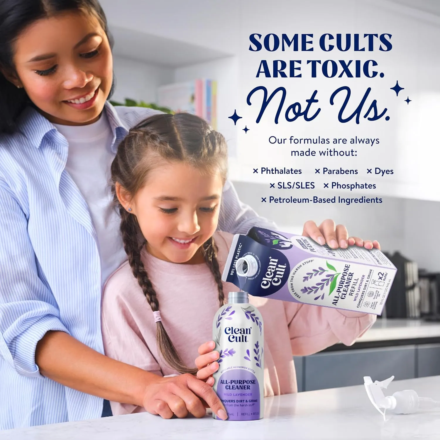 Cleancult - Wild Lavender - All Purpose Cleaner - Refillable Aluminum Bottle - Cleaner Spray that Removes Dirty & Grime - 16 oz - 3 Pack