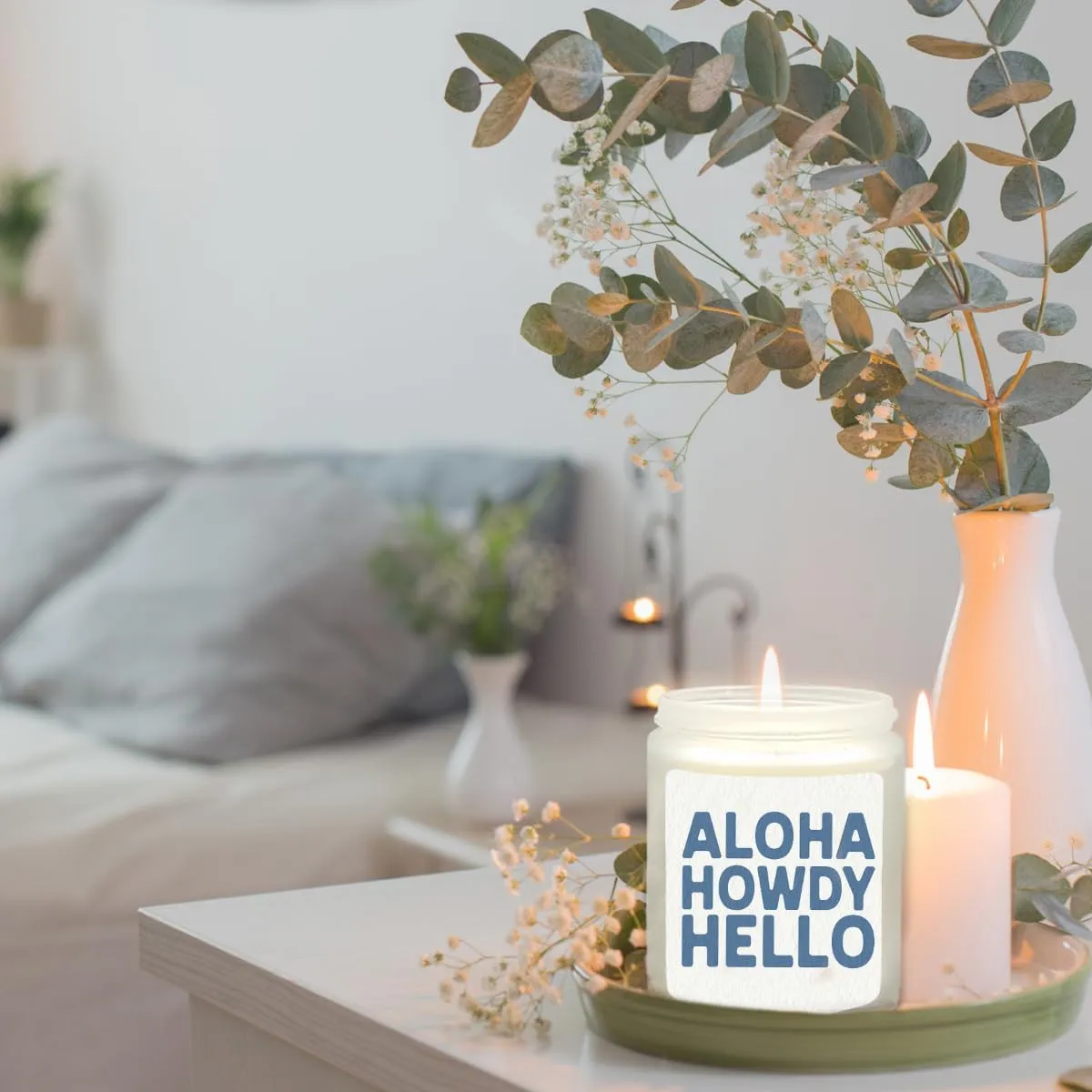 Coastal Cowgirl Decor Lavender Candle, Western Candles, Coastal Cowgirl Gifts, Coastal Cowgirl Room Decor, Western Gifts for Women, Coastal Beach Candle, Aloha Howdy Hello Scented Jar Candles