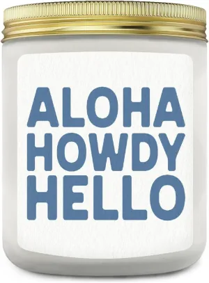 Coastal Cowgirl Decor Lavender Candle, Western Candles, Coastal Cowgirl Gifts, Coastal Cowgirl Room Decor, Western Gifts for Women, Coastal Beach Candle, Aloha Howdy Hello Scented Jar Candles