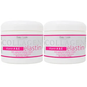 Collagen Elastin Cream Vitamins A & E Anti aging and Firming Cream 4oz 2 PACK