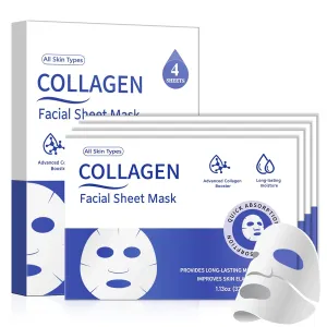 Collagen Face Mask – Deep Hydration & Pore Tightening Facial Mask Set– Bio-Collagen Real Deep Overnight Mask for Women’s Skincare