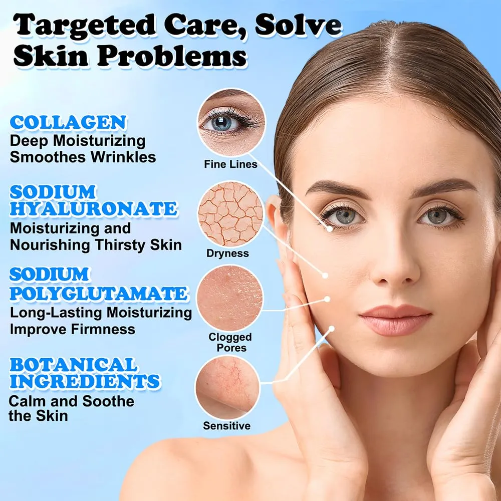 Collagen Face Mask Skincare For Women Hyaluronic Acid Moisturizing Firming Calming Hydrating Pore Treatment Anti-Aging of Different Ages and Skin Types Urban Beauty Secret 25 PCS