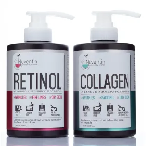 Collagen Firming Cream   Retinol Anti Aging Lotion Face & Body Skin Care Set, Collagen & Retinol Moisturizer Skincare Creams Help Repair Wrinkles, Fine Lines, Sagging Skin & Dry Skin, Bundle
