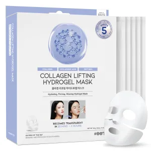 Collagen, Hyaluronic Acid & Peptides for Elasticity, Hydration, and Firming. Lifting Hydrogel Sheet Mask - Face Mask (5pcs)