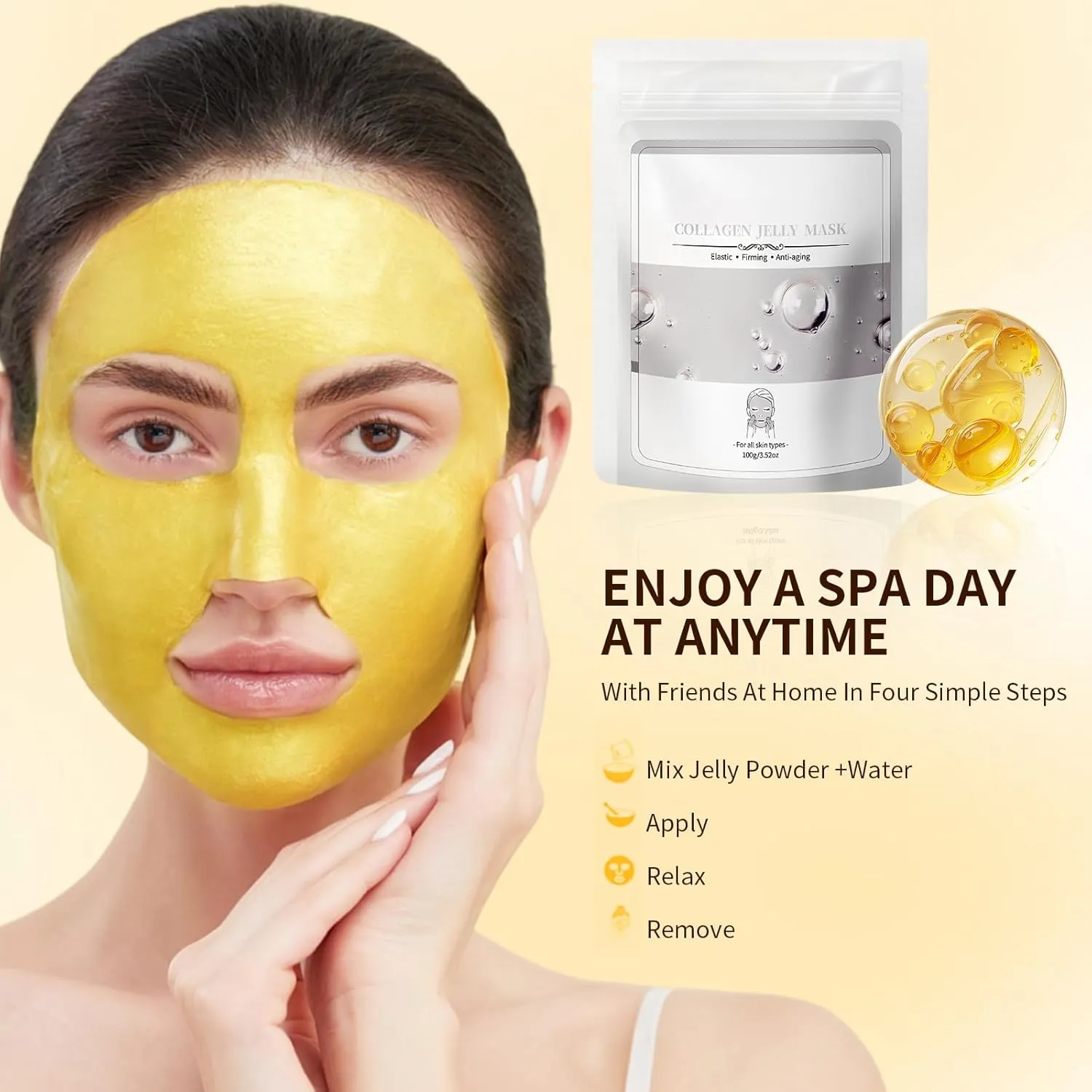 Collagen Jelly Masks for Facials Professional 5 Pack 17.6 Oz, Gel Powder Collagen Face Masks Skincare for Women Men, Firming, Lifting, Anti Aging Peel Off Mask, Christmas Gifts Sheets Mask