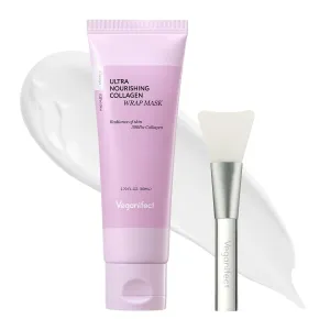 Collagen Overnight Wrapping Facial Mask with Jelly Brush, For Elasticity Improving, Hydrating, Firming, Collagen & Peptide, Glass Skin, Korean Skin Care (2.70 Fl Oz)