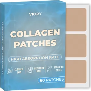 Collagen Patches (Pack of 60) - 100% Natural Patch for Women and Men - Body & Skin Support - with Glutathione - Firming, Focus, Energy - Enhanced Formula