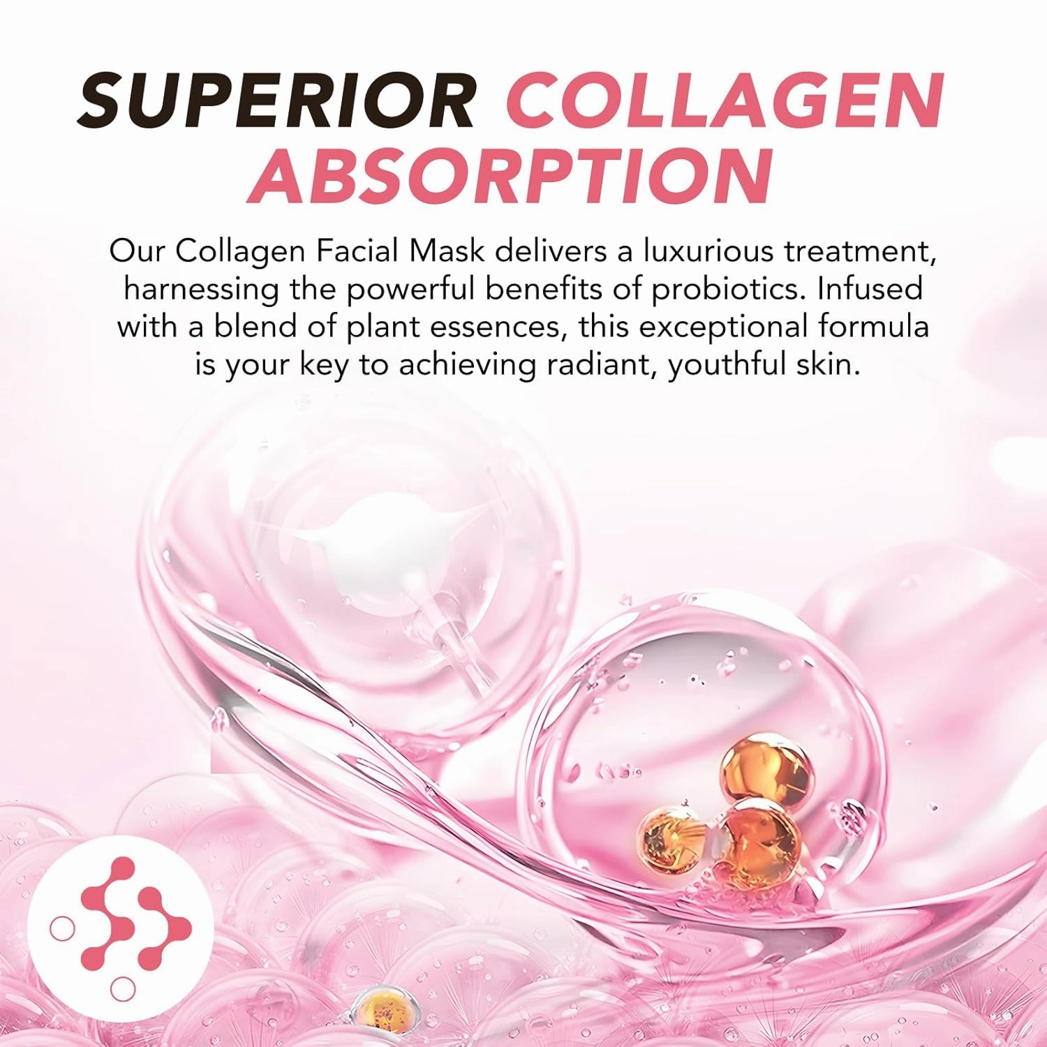 Collagen Face Mask, Hydrating Overnight Hydrogel Mask, Elasticity Improvement, Firming, Moisturizing-8 Pack