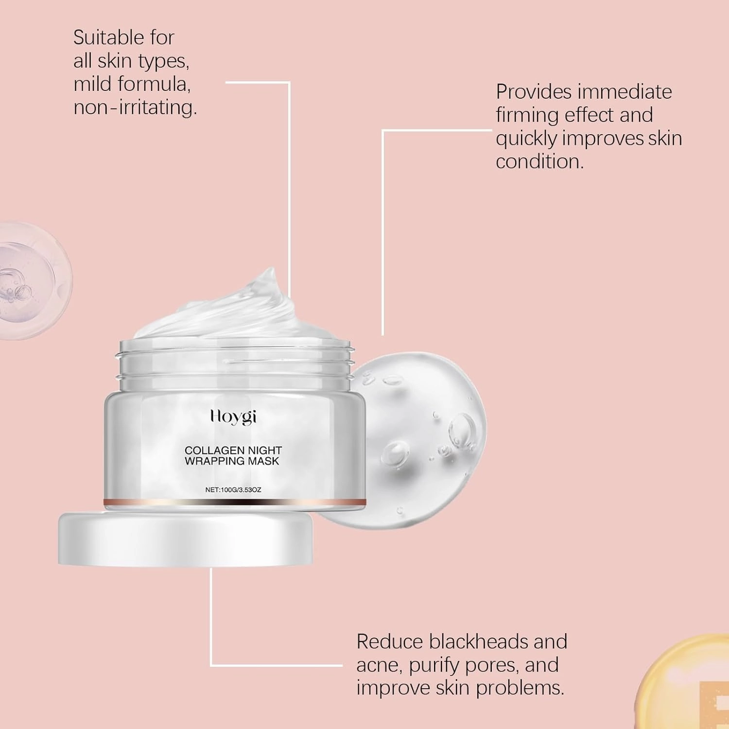 Collagen Face Night Peel Off Mask, Collagen Night Wrapping Mask for Women Face Hydration and Tighten Their Skin (1PCS)