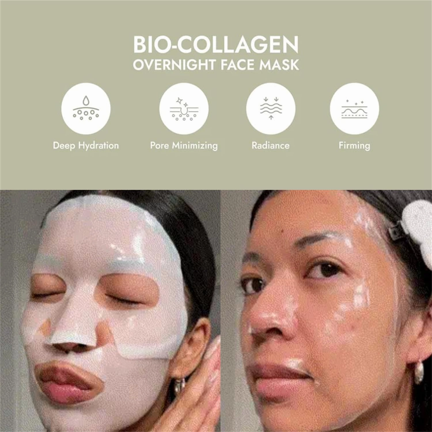 Collagen Mask, The Real Korean Glass Face Masks, Bio-Collagen Face Mask Hydrating Overnight Hydrogel Mask, Bio Collagen Real Deep Mask, Pore Minimizing, Firming, Elasticity (8Pcs)