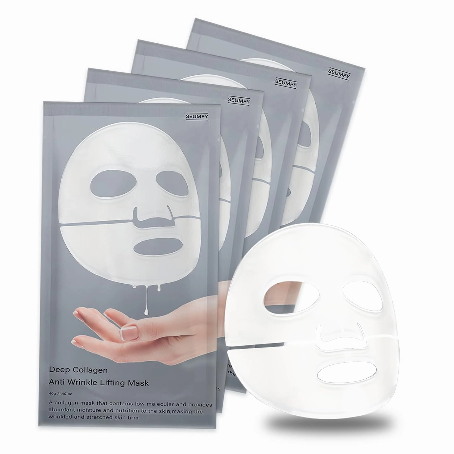 Collagen Sheet Mask, Deep Collagen Overnight Mask Facial Hydrogel Masks Firming Daily Face Mask for Anti-Aging, Minimize Wrinkles, Restores Skin Elasticity Firmness and Moisturizing ﻿