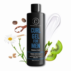 Controlled Chaos Curl Gel for Men - Curl Hair Styling Gel For Wavy and Curly Hair With Shea Butter, Kiwi Extracts, Protien Infused, Anti-frizz, Sulfate-Free Men Curls Gel (3.4oz)