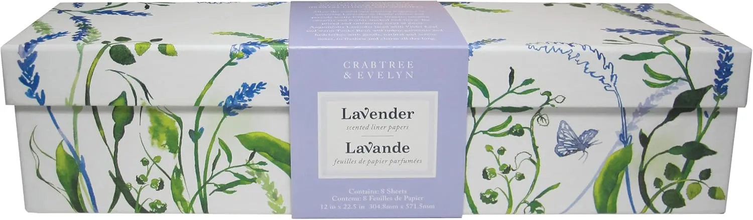 Crabtree & Evelyn Lavender Scented Drawer Liners 8 Sheets (12 inch x 22.5 inch Each)