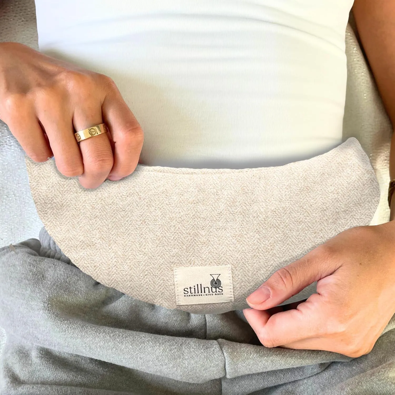Crescent Moon Aromatherapy Pillow - Organic Lavender & Flax Seed for Hot & Cold Therapy | Relaxation & Stress Relief | Period Pain Relief & Self-Care Gift