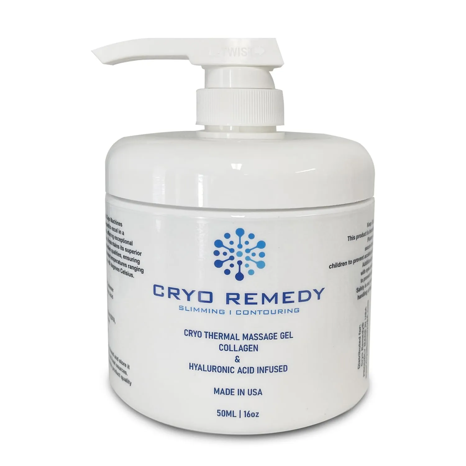 Cryo Preparation Conductive Gel with Hyaluronic Acid and Plant based Collagen for use with RF Facial Firming, Cryo Laser Hair Removal, Reducing Cellulite, Toning and Slimming Machines - 16oz 500ml