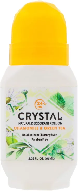 Crystal essence Deodorant Chamomile and Green Tea Roll-On - 2.25 Oz, 8 Pack