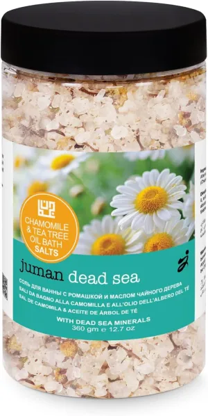 Dead Sea Goods | Chamomile & Tea Tree Oil Bath Salts with Dead Sea Minerals, 12.67 Ounce (Pack of 1), Yellow