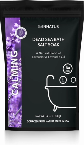 Dead Sea Soothing Bath Salt Soak with 21 Minerals – Relaxing, Detoxifying, and Nourishing for Skin – 14oz, Infused with Essential Oils – Rejuvenate Mind & Body. (Lavender)