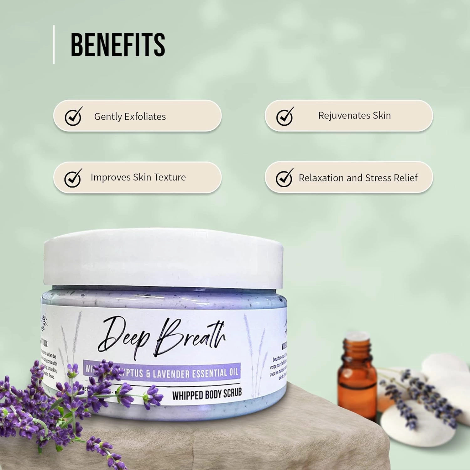 Deep Breath Whipped Body Scrub, Body Wash, Body Scrub, Essential Oils, Lavender, Eucalyptus, Apricot, Exfoliant, Soft Skin, Moisturizing