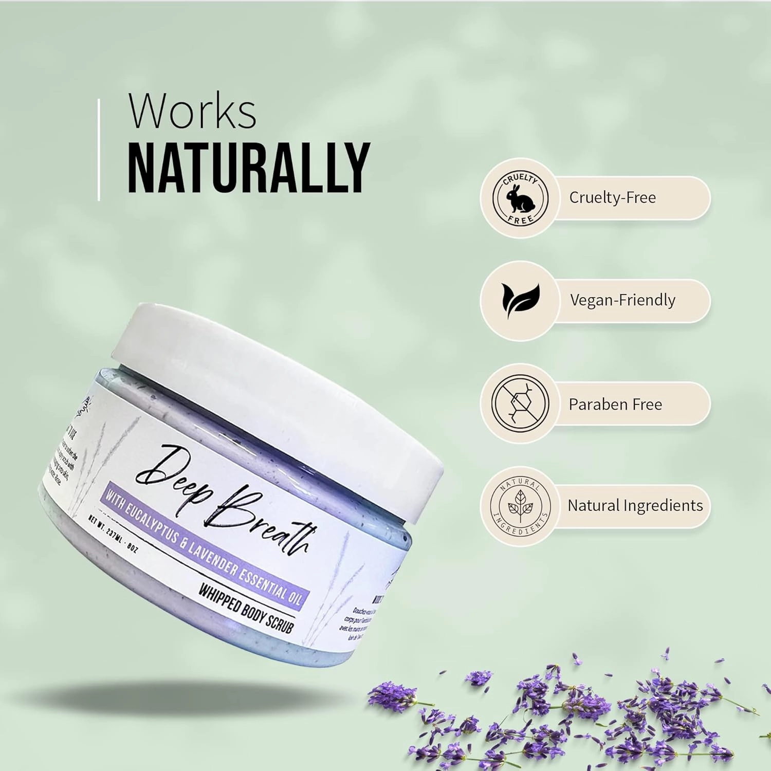 Deep Breath Whipped Body Scrub, Body Wash, Body Scrub, Essential Oils, Lavender, Eucalyptus, Apricot, Exfoliant, Soft Skin, Moisturizing