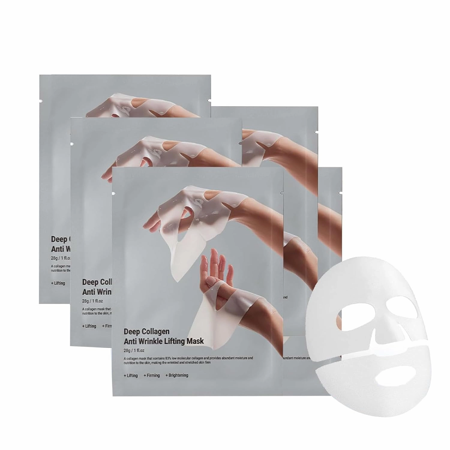 Deep Collagen Anti Wrinkle Lifting Mask, Collagen Mask, Deep Hydrating Firming Overnight Hydrogel Mask, Pore Minimizing, Elasticity Improvement(5PCS)