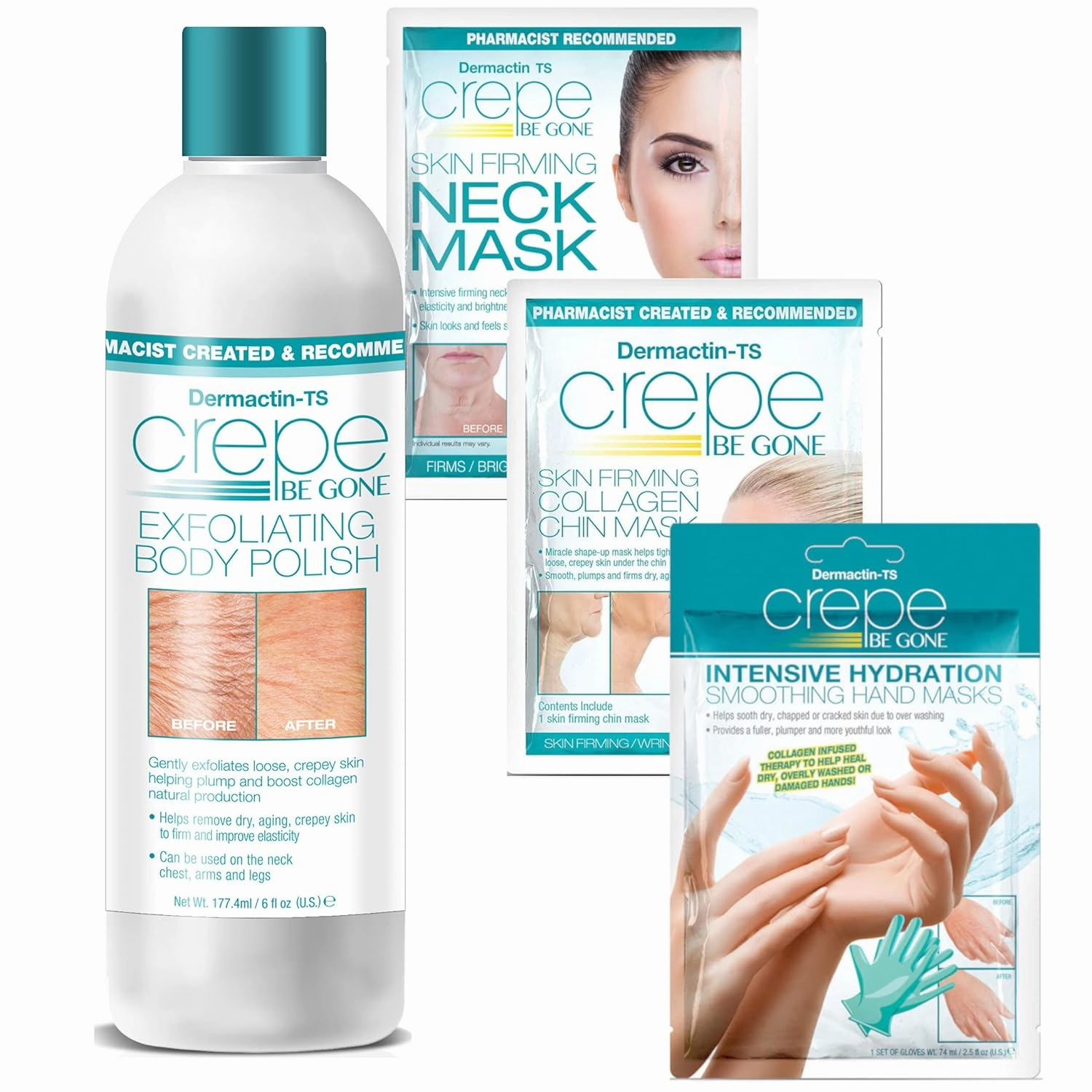 Dermactin-TS Crepe Be Gone Exfoliating Body Polish and Skin Mask Collection 4-PC Set