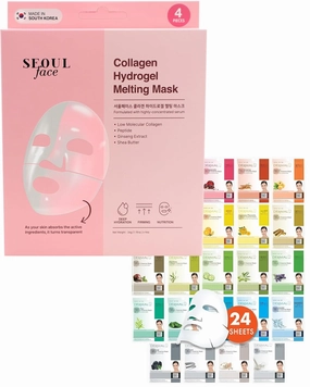 DERMAL 24 Combo Pack A   Collagen Hydrogel Melting Jelly Gel Mask 4ea Bundle