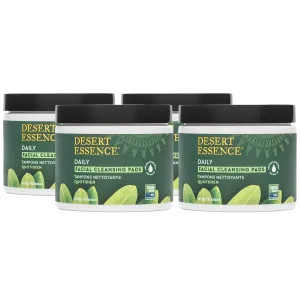 Desert Essene Daily Facial Cleansing Pads with Pure Australian Tea Tree, Witch Hazel, Calendula & Chamomile - Reduce Oil, Minimize Pores - Plant-Based Cleanser - Vegan, Non-GMO, Cruelty-Free - 50 Pads