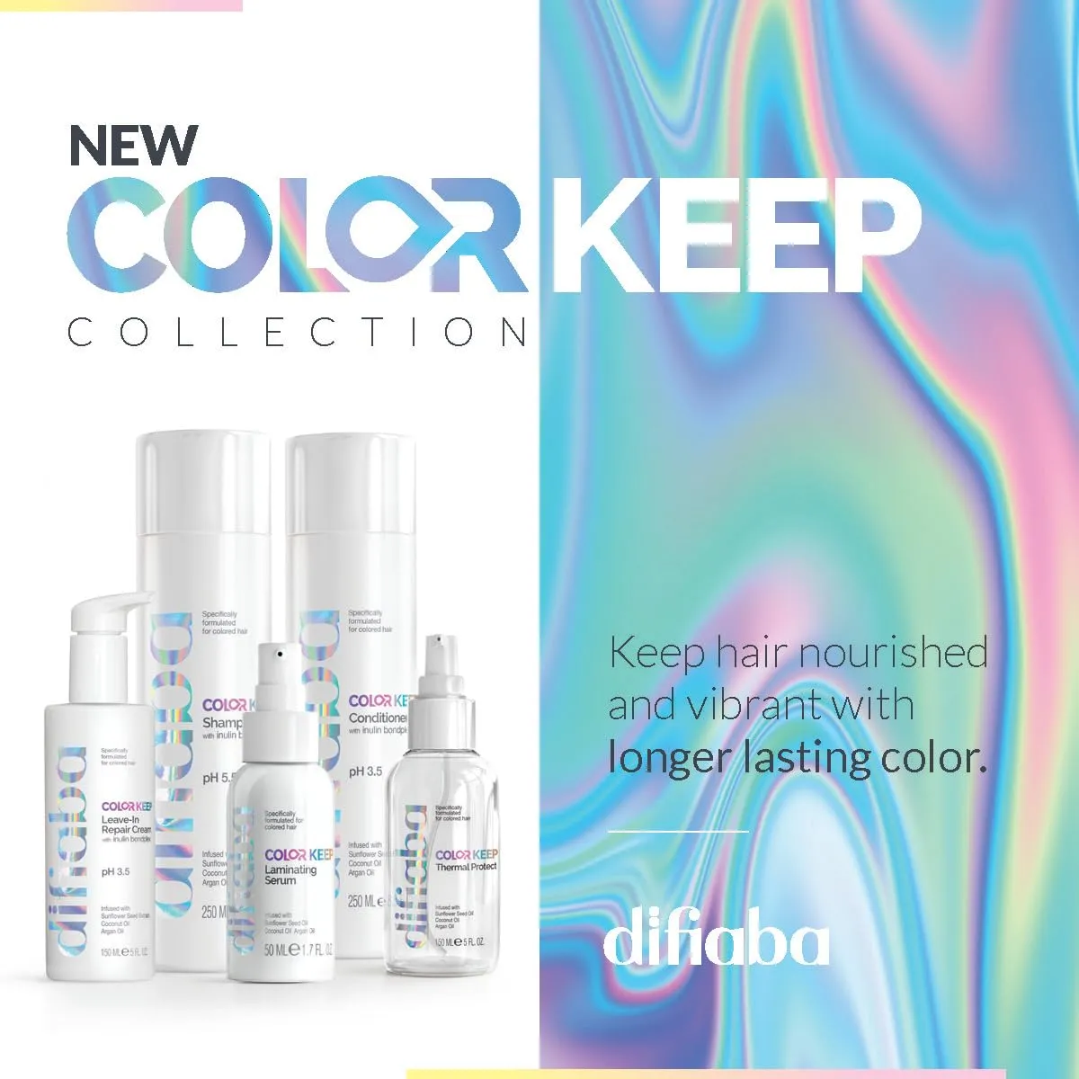 Difiaba - Color Keep Conditioner for Color-Treated Hair - Extends the Life of Any Color - Infused with Sunflower Seed Extract, Coconut, & Argan Oil - Reduces Frizz - Adds Shine (33.8)