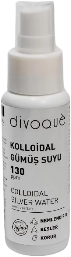 Divoqué Colloidal Silver Liquid Spray, Face Mist Hydrating Spray, 130 ppm, 2 Fl. Oz. Colloidal Silver with Aloe Vera, Facial Mist for All Skin Types, 1 Pack