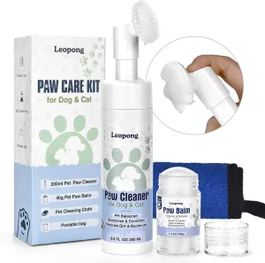 Dog Paw Care Kit - Cleaner for Large, Medium, Small, XL Breeds - Balm for Healing, Repairing & Restoring Dry, Cracked Paws & Nose - Protector for Pet Foot Washer Care