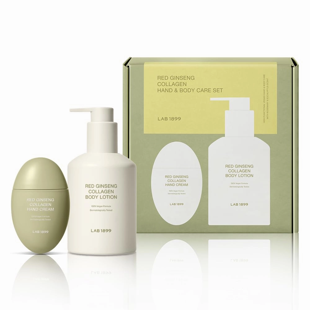 Donginbi Lab 1899 Red Ginseng Collagen Hand and Body Care Set - Vegan Firming & Glowing Moisturizer for Dry Skin, Korean Ginseng Skin Care Set Gifts for Women