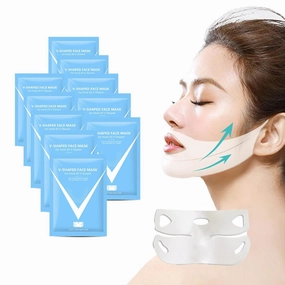 Double Chin Mask Reusable - Face Lift Mask, V Line Lifting Mask Double Chin Reducer, Chin Lifting Mask, Jowls Tightening, V Shape Face Lift Mask (10pcs)