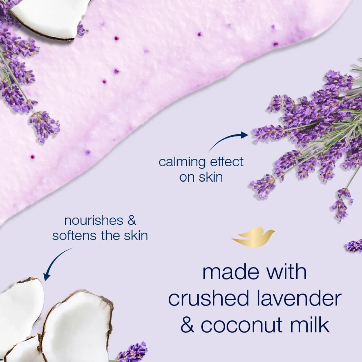 Dove Exfoliating Body Polish Body Scrub Crushed Lavender & Coconut Milk 10.5 oz