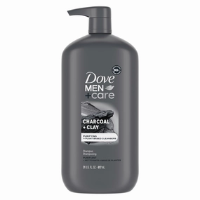 DOVE MEN CARE DV M SH Charcoal Pump Purifying Shampoo Charcoal   Clay for Stronger, More Resilient Hair, with Plant-Based Cleansers, 31 oz