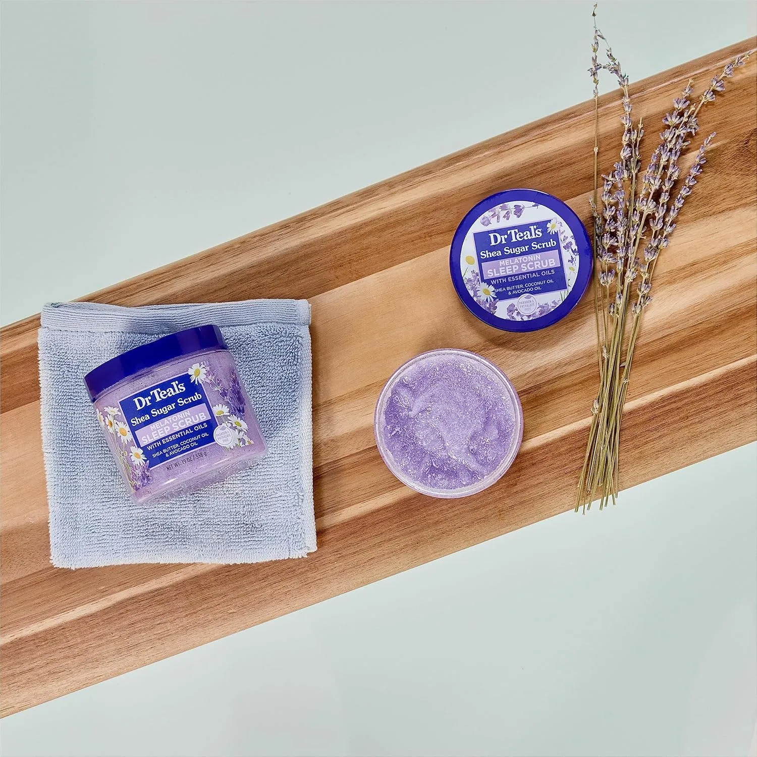 Dr Teal's Shea Sugar Sleep Scrub, with Melatonin, Lavender, & Essential Oils, 19oz (Pack of 3)