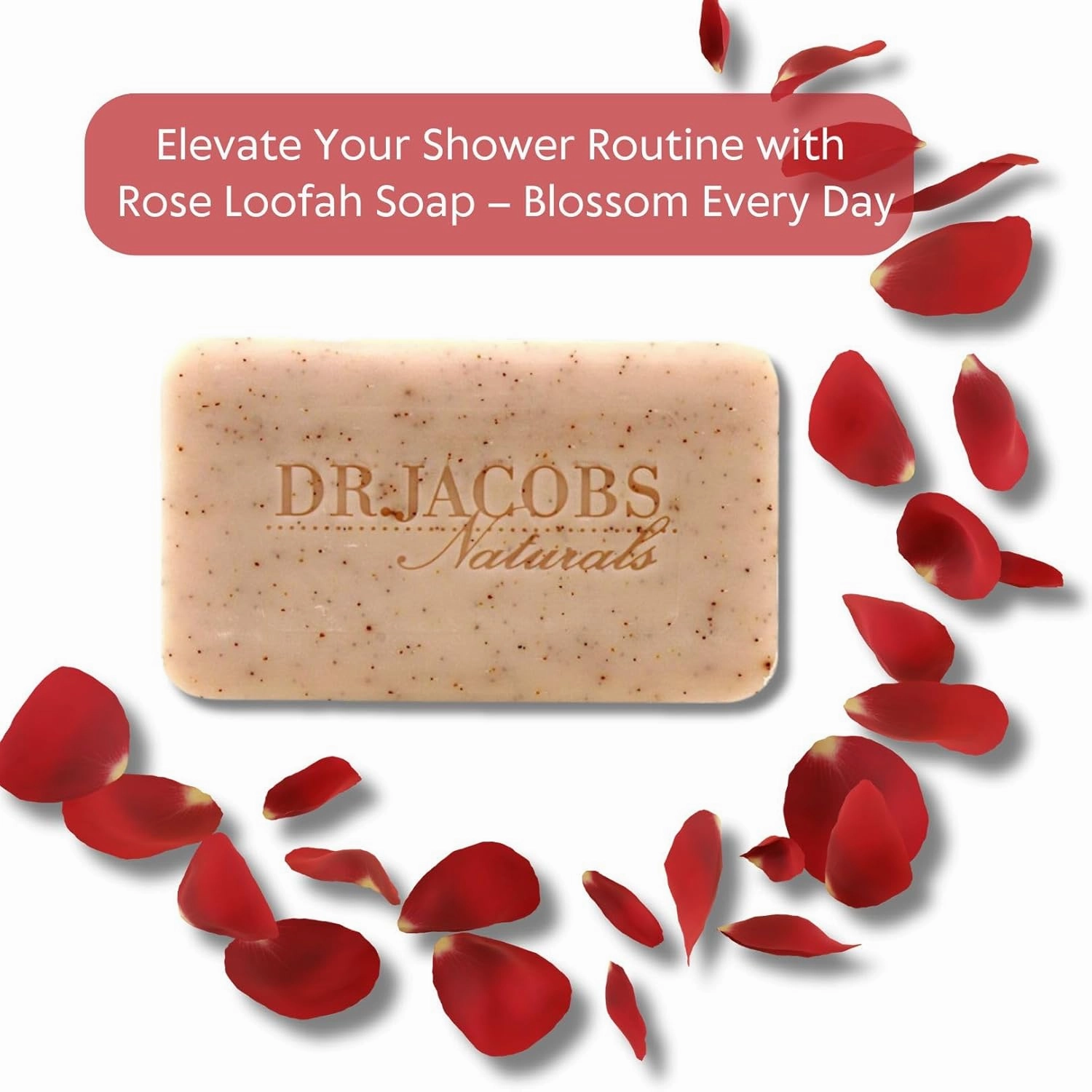 Dr Jacobs Naturals, Triple Milled Loofah Exfoliating Castile Bar Soap (Pack of 2) - Free of Parabens, Sulfates, Synthetics, Gltuen and GMO (Lucy Rose)