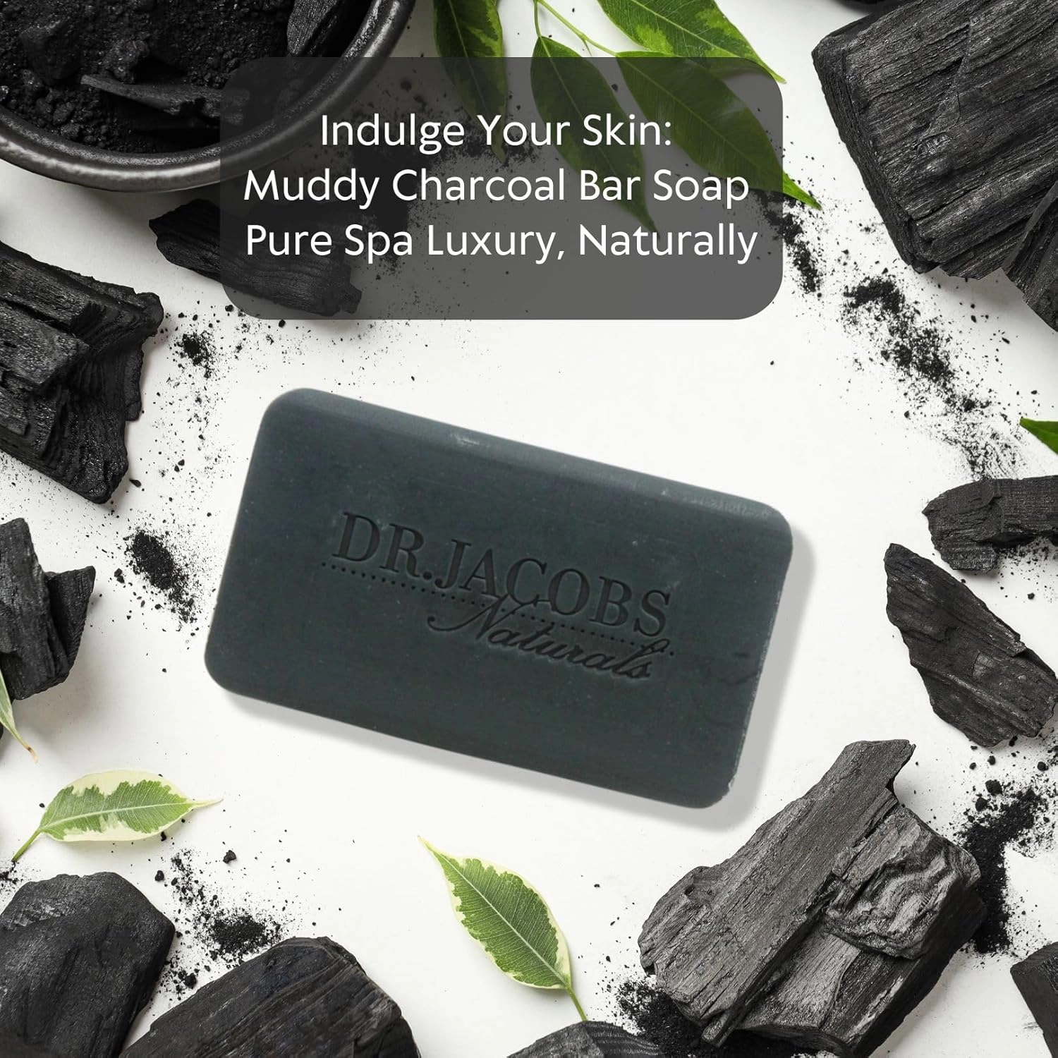Dr Jacobs Naturals, Triple Milled Loofah Exfoliating Castile Bar Soap (Pack of 6) - Free of Parabens, Sulfates, Synthetics, Gltuen and GMO (Muddy Charcoal)
