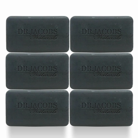 Dr Jacobs Naturals, Triple Milled Loofah Exfoliating Castile Bar Soap (Pack of 6) - Free of Parabens, Sulfates, Synthetics, Gltuen and GMO (Muddy Charcoal)