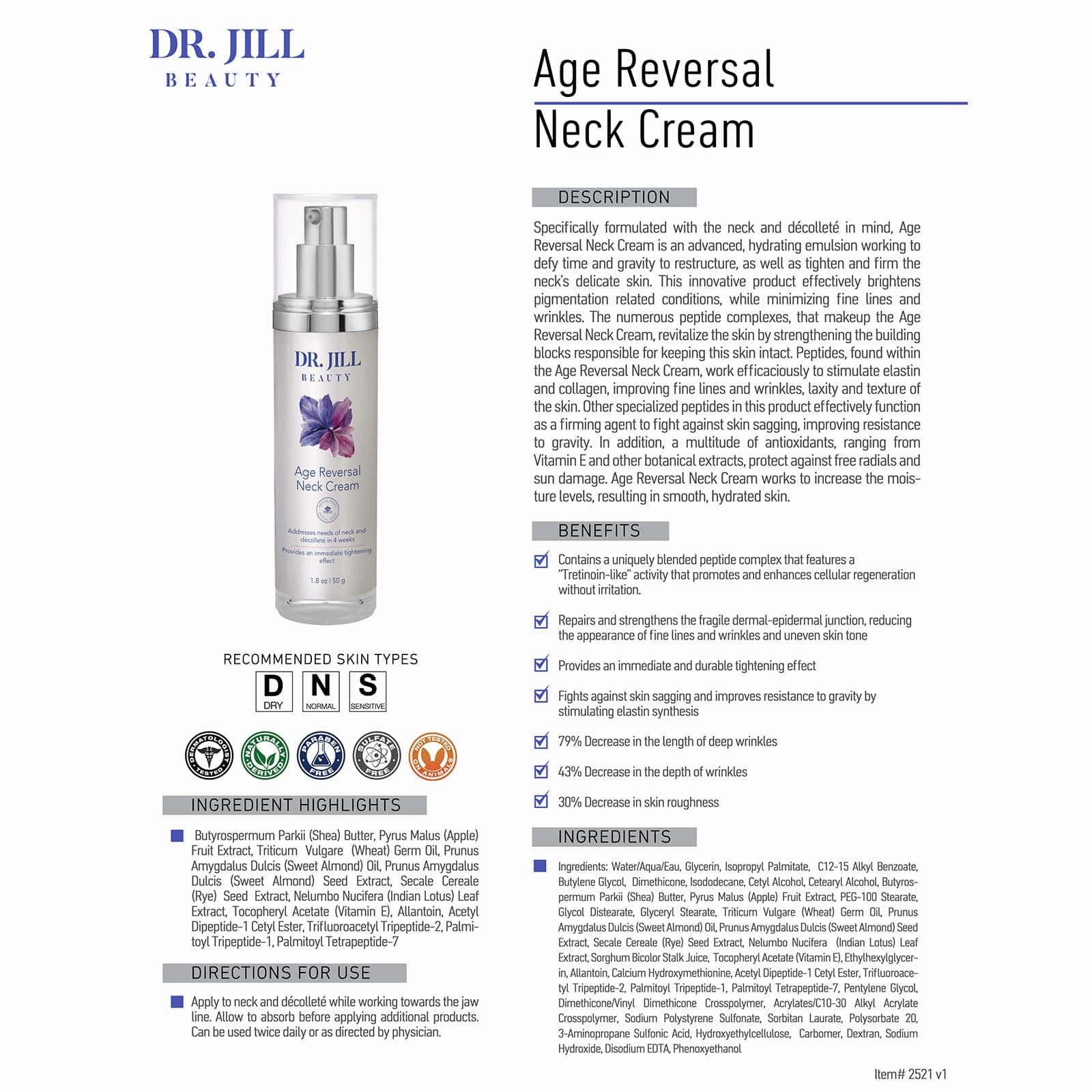 Dr. Jill Beauty - Age Reversal Neck Cream 1.8 oz