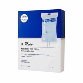 DR. ORACLE Hyaluronic Acid Recipe Moisturizing Blue Mask – Hydrating & Calming Face Mask, 8 Types of Hyaluronic Acid, Korean Skincare for Dry Sensitive Skin, Dermatologist Tested, 10 Sheets 8.4 fl.oz