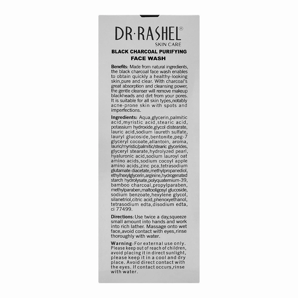 Dr. Rashel Black Charcoal Purifying Face Wash, For All Skin Types, 100g
