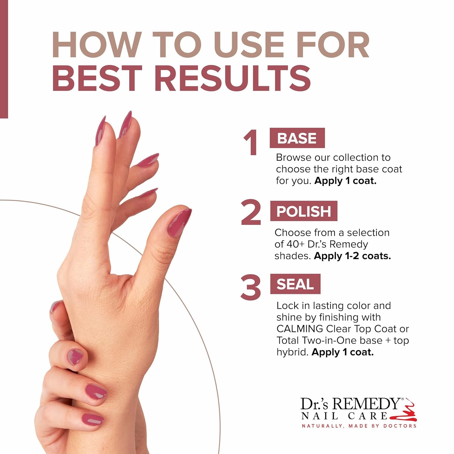Dr’s Remedy Enriched Nail Polish: Non Toxic, All Natural, and Organic - Doctor Formulated: Strengthens, Restores, Heals, and Protects '24-Free' - RELAXING Rose
