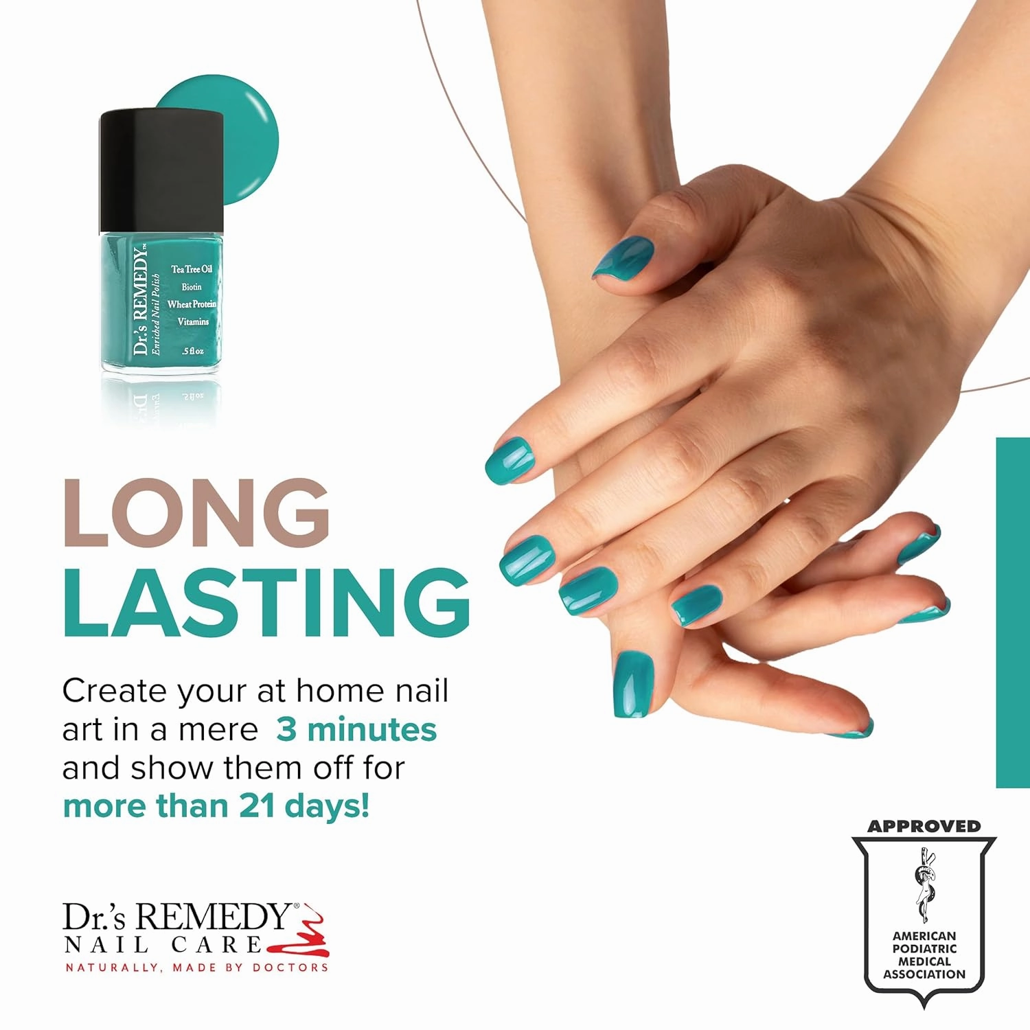 Dr’s Remedy Nail Polish, All Natural Enriched Nail Strengthener Non Toxic and Organic - JUBILANT Jade